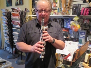 Michael Marcus playing his Octavin at Steve Deutsch Woodwinds in San Francisco Bay Area