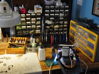 Work bench setup[ at Muramatso Flute Workshop