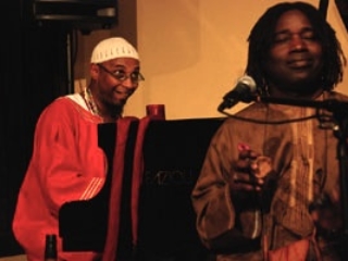 Steve Deutsch playing with master pianist Omar Sosa at the Piedmont Piano Company in San Francisco.